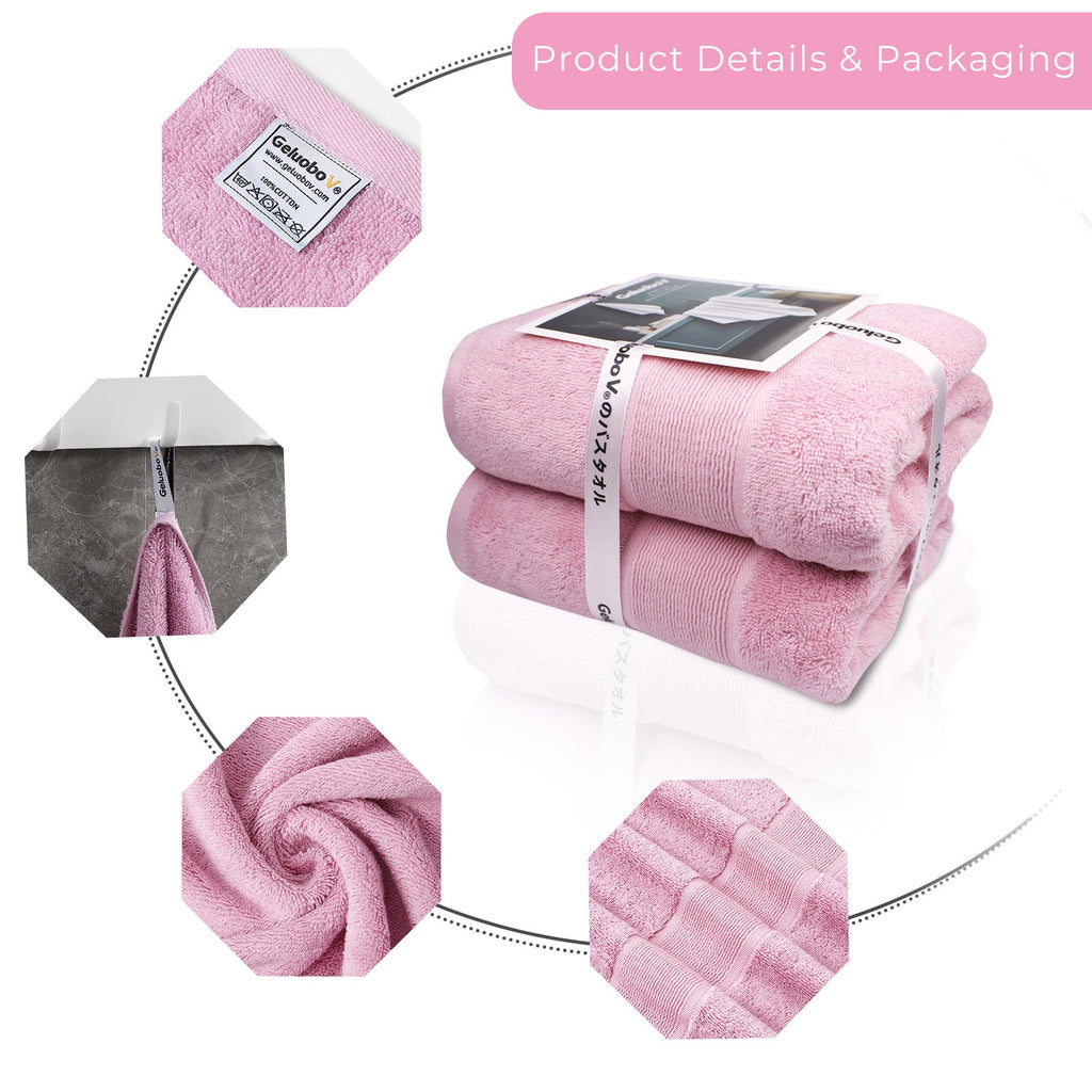 GELUOBOV Luxury 100% Cotton Bath Towel(Large Size), 24×47 in, Quick-Dry & Highly Absorbent, Fluffy & Durable, Low-Lint, Hotel Quality, Nordic Style,  for Home, Spa, Gym, Travel